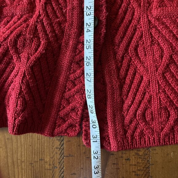 Talbots Red Chunky Red Cardigan 100% Wool Size XL - Picture 7 of 7